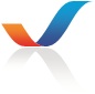 Acetek logo, tick in orange with blue reflection